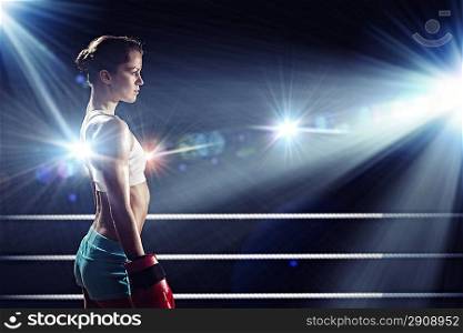 Young boxer woman