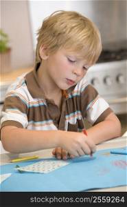 Young Boy Drawing Pictures