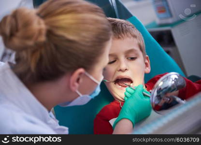 Young boy in a dental surgery teeth chech