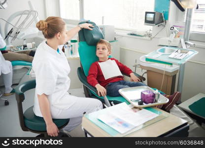 Young boy in a dental surgery teeth chech