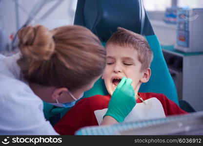 Young boy in a dental surgery teeth chech