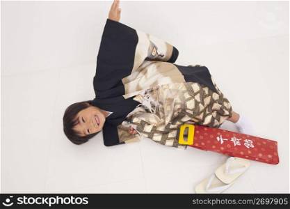 Young boy in kimono