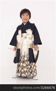 Young boy in kimono