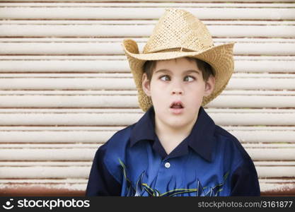 Young boy with straw hat