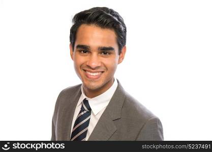 young businesman in suit in white background