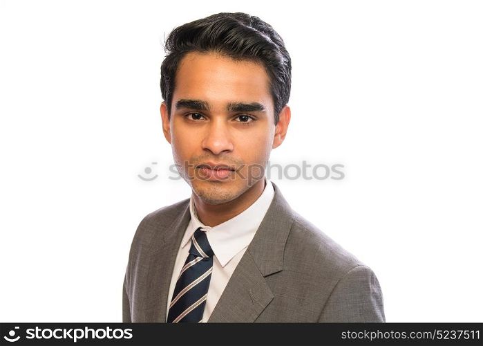 young businesman in suit in white background