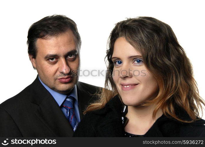 young business couple isolated on white background