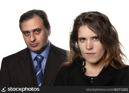 young business couple isolated on white background