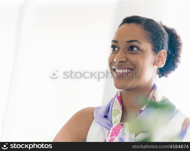 Young business lady in an office