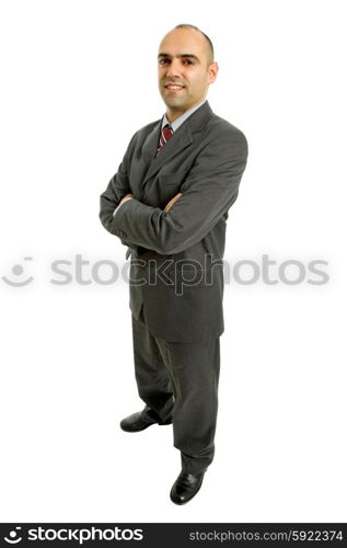 young business man full body isolated on white background