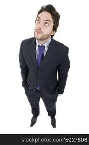 young business man full body, thinking, isolated