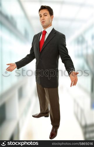 young business man full body waiting with open arms