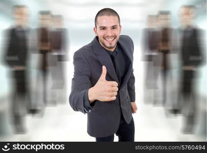 young business man going thumb up