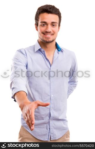Young business man offering handshake