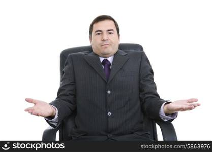 young business man on a office chair, isolated