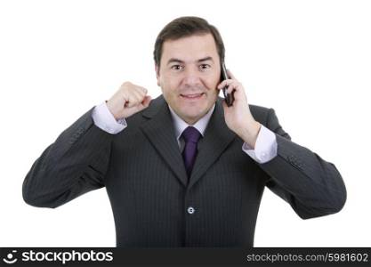 young business man on the phone, isolated