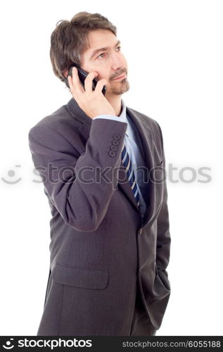 young business man on the phone, isolated