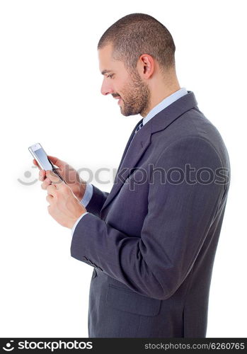 young business man on the phone, isolated