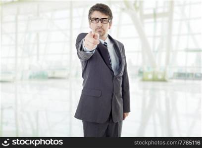 young business man pointing, at the office