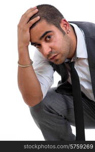 young business man portrait in white background