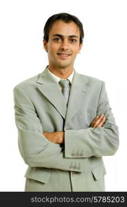 young business man portrait in white background