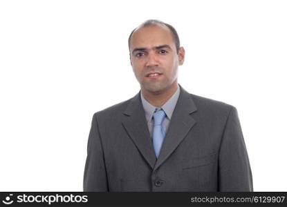 Young business man portrait isolated on white.