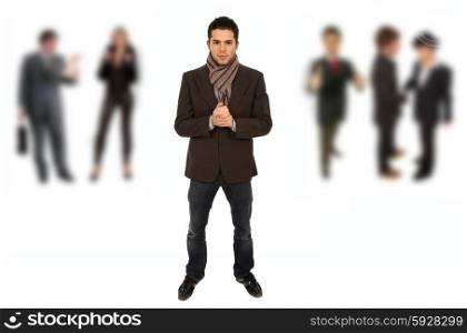 young business man portrait with some people in the back