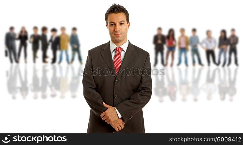 Young business man portrait with some people on the back
