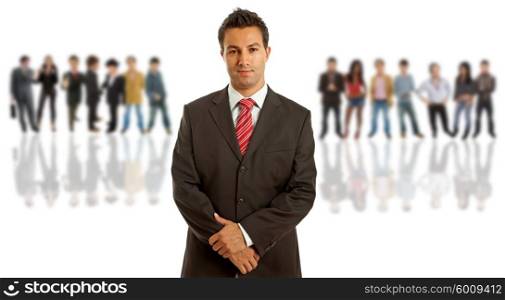 Young business man portrait with some people on the back