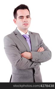 Young business man posing, isolated over white