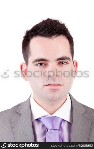 Young business man posing, isolated over white