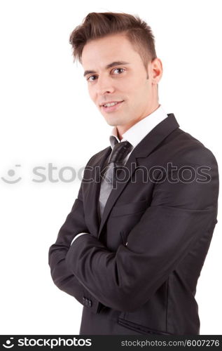 Young business man posing, isolated over white