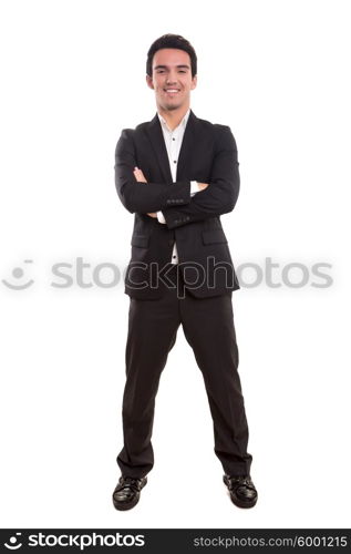 Young business man posing isolated over white background