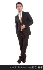 Young business man posing isolated over white background