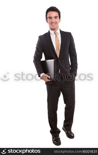 Young business man posing isolated over white background