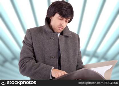 Young business man reading plan