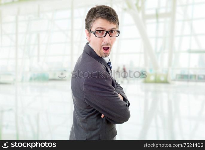 young business man surprised at the office