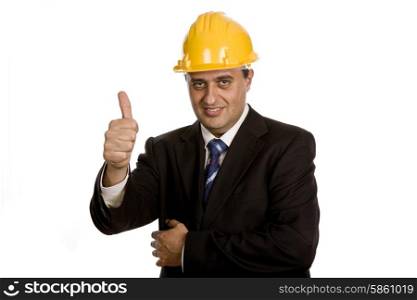 Young business man with his thumb up