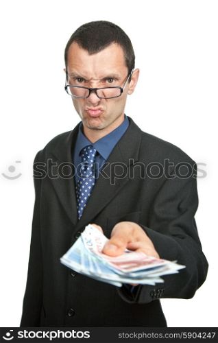 young business man with lots of money