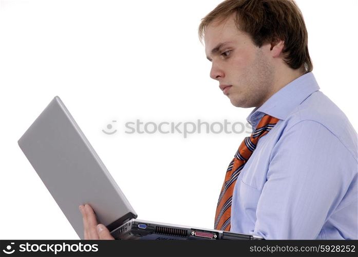 young business man working with personal computer
