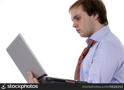 young business man working with personal computer