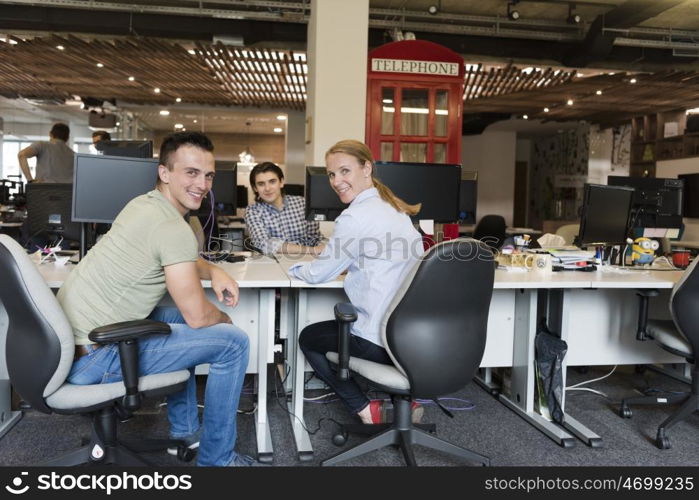 young business people at modern office workplace getting social in free time