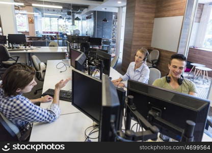 young business people at modern office workplace getting social in free time