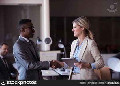 young business people group have meeting and working in modern bright office indoor