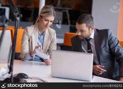 young business people group have meeting and working in modern bright office indoor