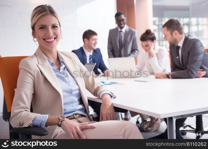 young business people group have meeting and working in modern bright office indoor