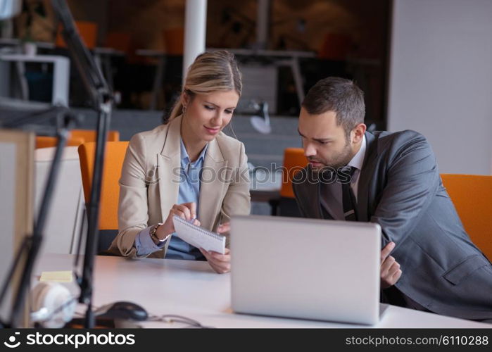 young business people group have meeting and working in modern bright office indoor