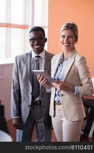 young business people group have meeting and working in modern bright office indoor