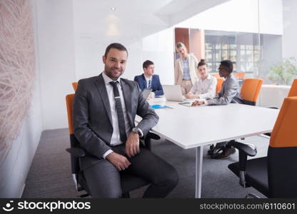 young business people group have meeting and working in modern bright office indoor