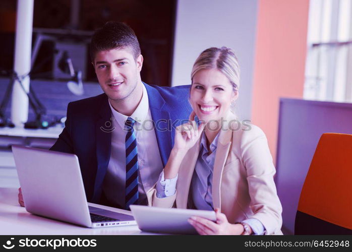 young business people group have meeting and working in modern bright office indoor